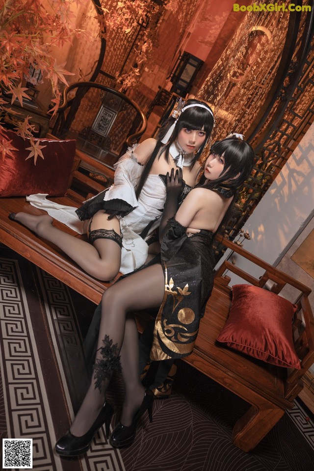 九言&喜茶苍苍子 Cosplay 碧蓝航线 镇海白黒双人 No.55cea6